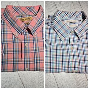 Roundtree & Yorke 2 PACK Button Shirt Cotton Short Sleeve LARGE Non Iron CLASSIC